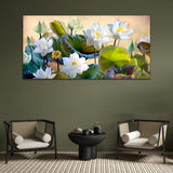 Flowers White-Green Canvas Wall Painting