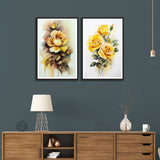 Beautiful Yellow Flower with Bud Set of 2 Wall Frames