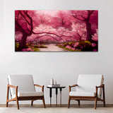 Beautiful Pink Tree & River Wall Painting