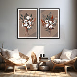 Colorful Flower Bookey Abstract Set of 2 Wall Frames