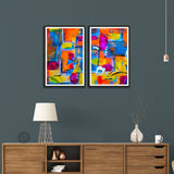 Beautiful Premium Colorful Abstract Set of 2 Wall Frames