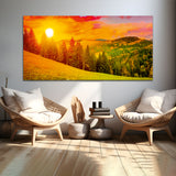 Sunrise with Beautiful Mountain and Forest Canvas Wall Painting