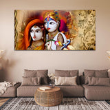 Radha Krishna Abstract Multicolor Canvas Wall Painting
