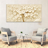 Floers Green- Off White canvas Wall Painting