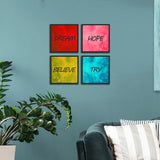 Dream, Hope, Believe & Try Premium Wall Frame Set of 4