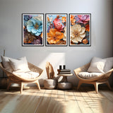 Beautiful Colorful Premium Flower Set of 3 Wall Frame