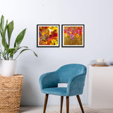 Colorful and yellow Abstract Flower Set of 2 Wall Frames