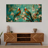 Two Birds Conversation at Pink Tree Canvas Wall Painting