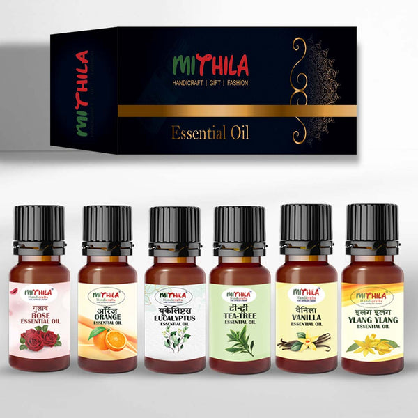 Essential Oil Ylang Ylang, Vanilla, Rose,  Tea Tree, Orange, Eucalyptus, Pure & Natural-15ml Each (Pack of 6)