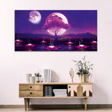 Beautiful Pink Flower and Mountain Canvas Wall painting & Arts