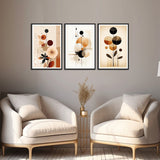 Abstract Colorful Spring Flower Art Floating Canvas Set of 3 Wall Frames