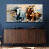 Two Horse Abstract Canvas Wall Painting