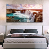 White & Blue Beautiful Waterfall Canvas Art  Wall Painting