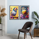 Beautiful Birds Sitting on Tree Set of 2 Wall Frames