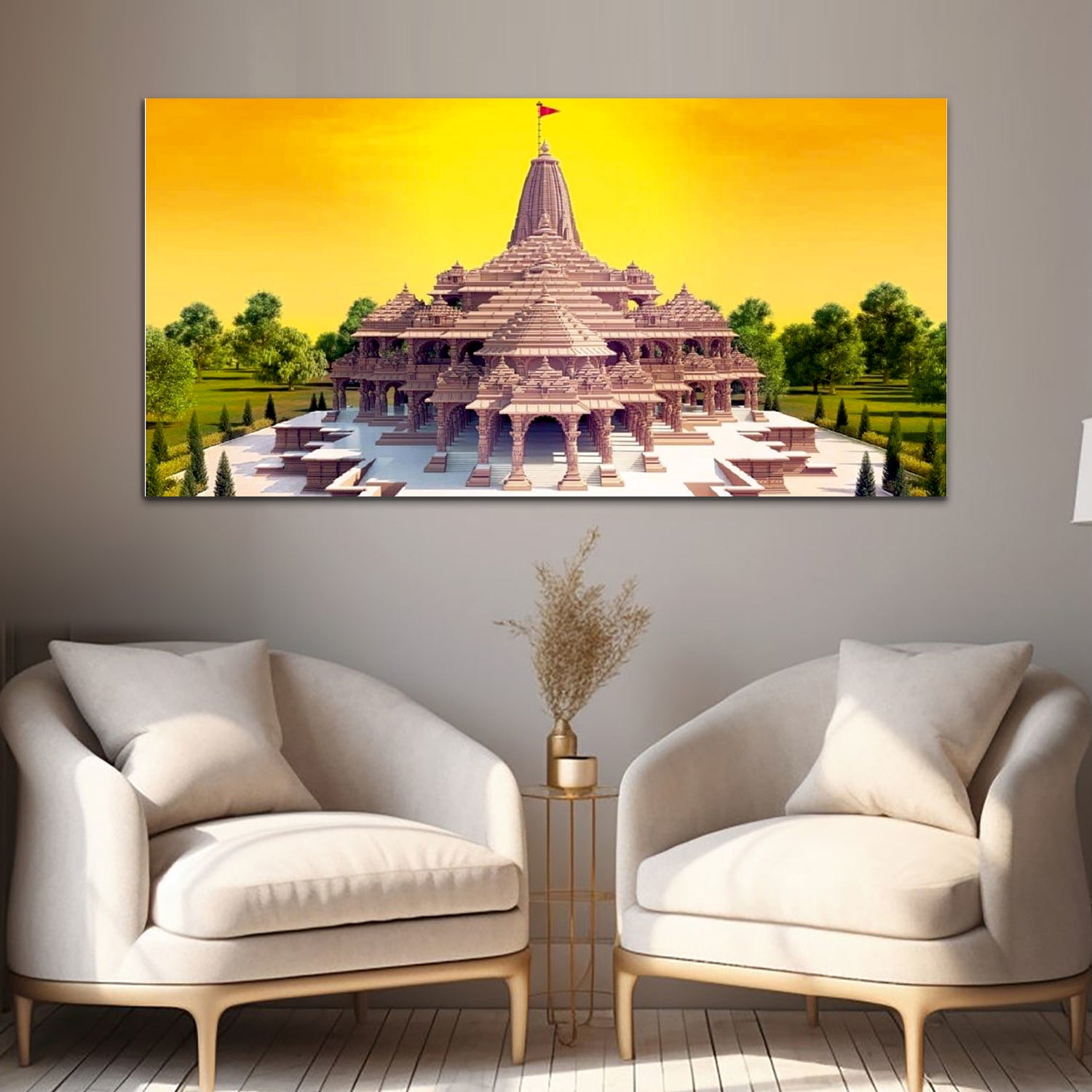 Shree Ram Gold & Voilet Canvas Wall Art Painting