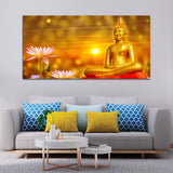 Beautiful Golden Lord Buddha Canvas Wall Painting