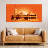 Shree Ram tample off White & Yellow Wall Art Painting.