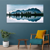 Green Forest with Mountain and River Canvas Wall Painting