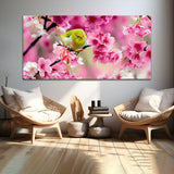 Yellow Birds with Pink Flower Canvas Wall Painting