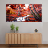 Pink Tree with River Abstract Canvas Wall Painting & Arts