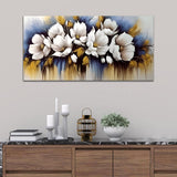 Flowers Gold-Off White Canvas Wall Painting