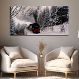 Beautiful Train Running in Track with Snow Mountain Wall Painting