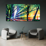 Beautiful Abstract Colorful Street Road with Tree Canvas Wall Painting