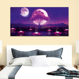 Beautiful Pink Flower and Mountain Canvas Wall painting & Arts
