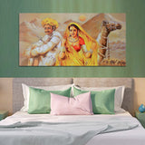 Rajasthani Man & Women Sitting Infront of Camel Modern Canvas Wall Painting