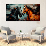 Beautiful Abstract Two Running Horses Canvas Wall Paintings