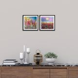 Beautiful Abstract Colorful Flower Set of 2 Wall Frames
