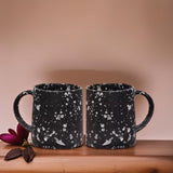 MITHILA HANDICRAFTS Shine Coffee Mug Ceramic Tea Mugs, Microwave Safe Coffee Mugs,Ceramic Tea Cups (280 ml Each) Set of 2 (Black)