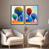 Beautiful Colorful Forest Tree Set of Wall Frames