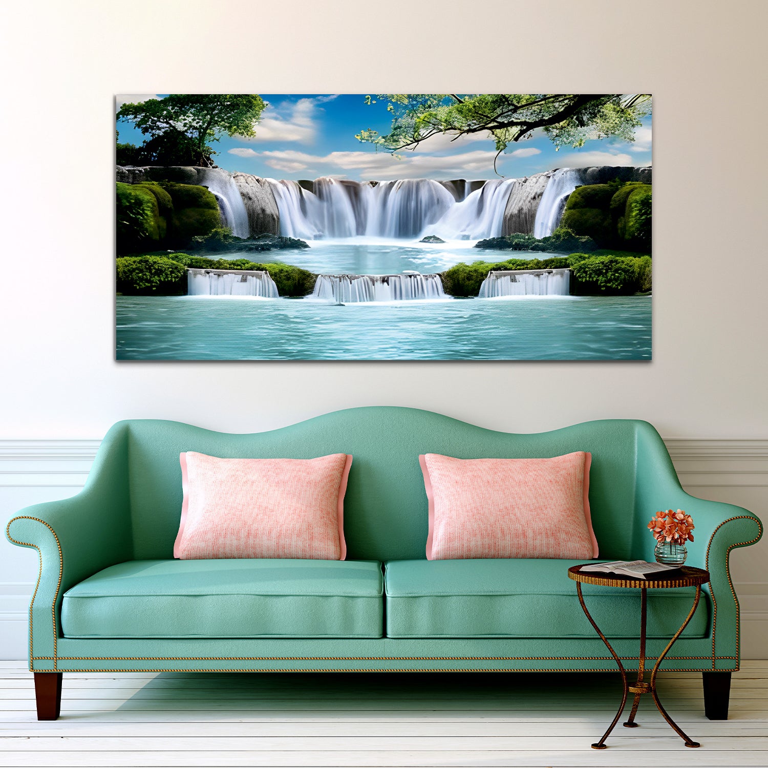 Beautiful Waterfall On Bright Sky canvas wall painting