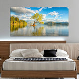 Tree under Water with Forest and mountain Canvas Wall Painting