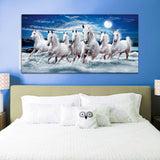 Beautiful Seven Running Horses in Water Wall Painting