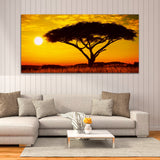Tree At Sunset Canvas Wall Painting & Art