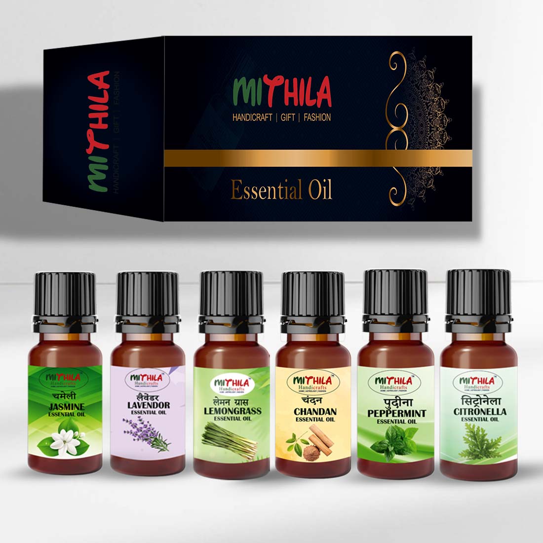 Harmony and Tranquility: A Symphony of Jasmine, Lavender, Lemongrass, Sandalwood, Peppermint, and Citronella Essential Oils 15ml Each (Pack Of 6)