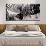 Beautiful Train Running in Track with Snow Mountain Wall Painting