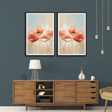 White and Pink Abstract Set of 2 Wall Frames