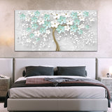 Beautiful White and Blue Flower Tree Canvas Wall Painting