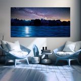 Beautiful City with Blue River Canvas Wall Painting