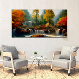 Autumn waterfall beautiful tree Canvas Wall Painting