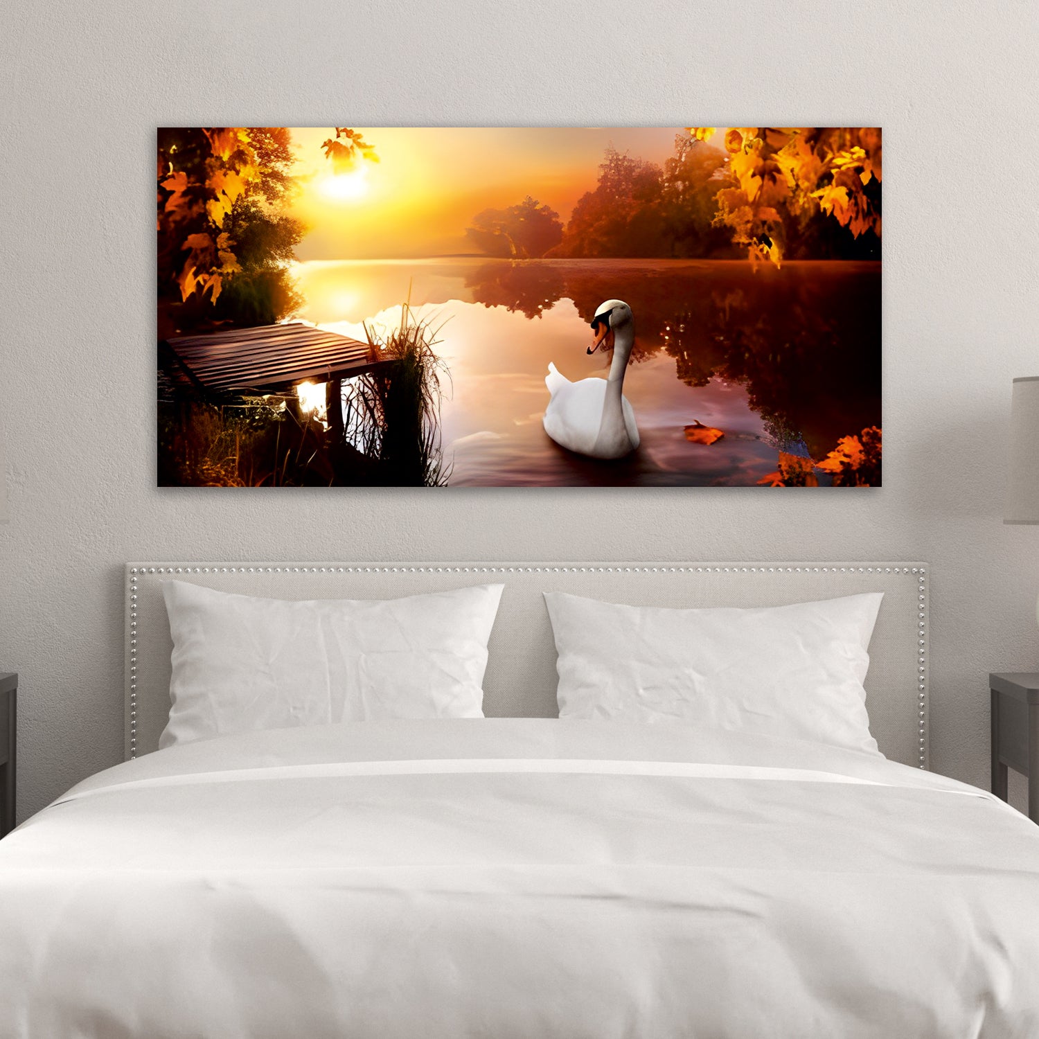 Sunset and Duck Canvas Wall Painting