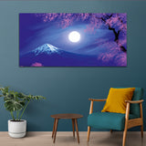 Mountain with  Pink Tree Canvas Wall Painting