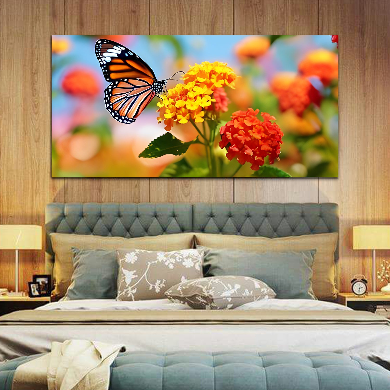 Flowers Yellow-Blue Canvas Wall Painting