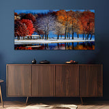 Beautiful Colorful Snow Tree Canvas Wall Painting