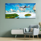 Airplanes passing over the sea in Sky Canvas Wall Painting