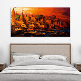 Abstract River & Temple Canvas Wall Painting