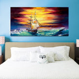 Abstract Boat under Water with Sunrise Canvas Wall Painting